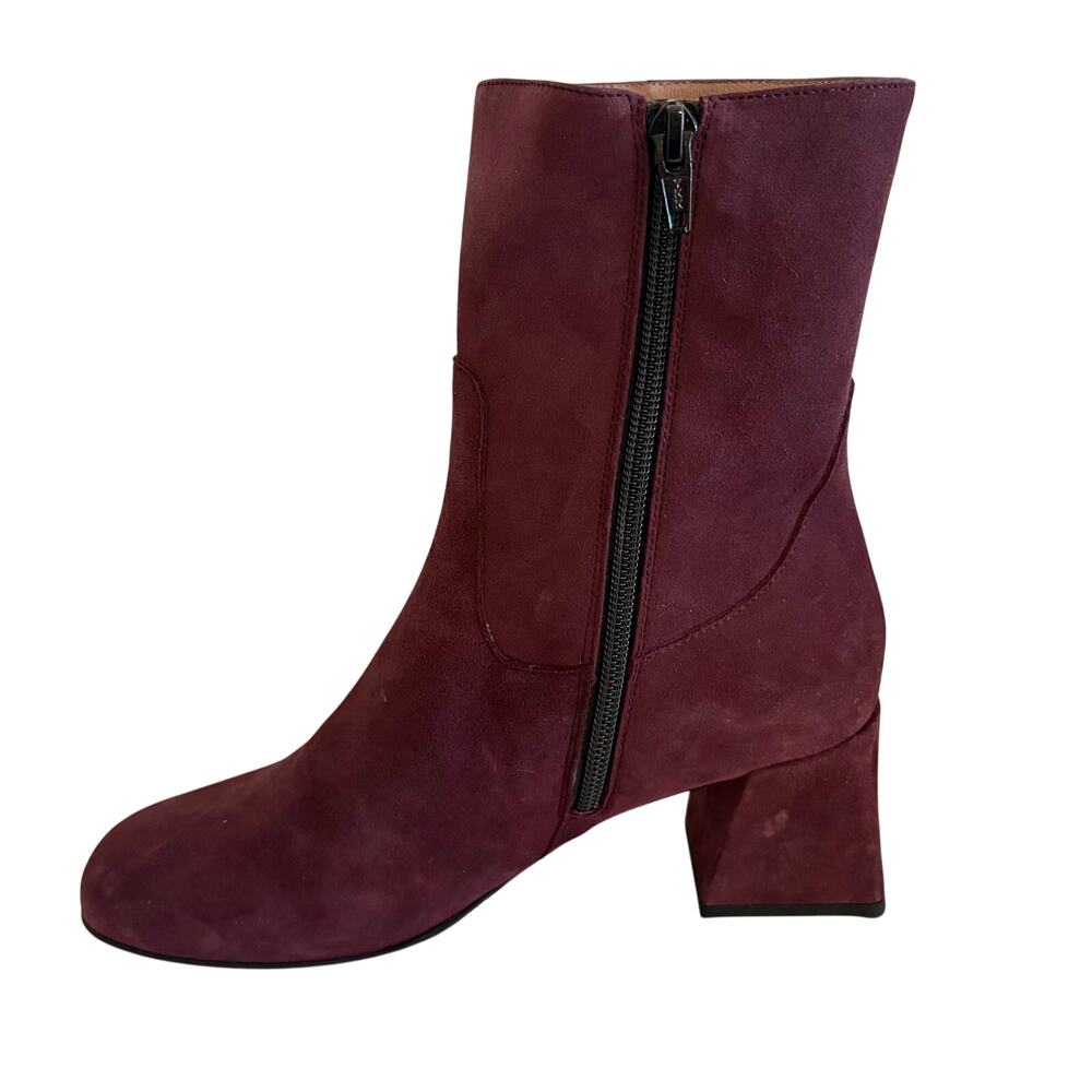 NWT Wonders Spain Mandy Burgundy Suede Leather Block Heel Side Zip Boots